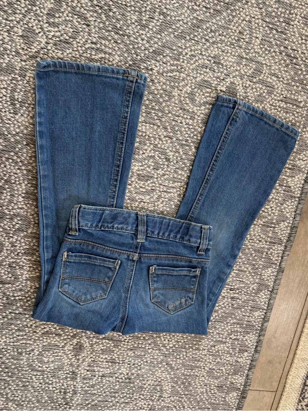 VTG Y2K OshKosh B'gosh Girls Boot Cut Slim Jeans Sz 5 Oshkosh Embroidered Pocket